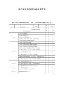 教师课堂教学学生问卷调查表