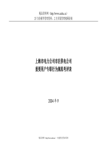 上海市电力公司市区供电公司重要用户专职行为规范考评表