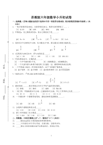 2019苏教版六年级数学小升初试卷