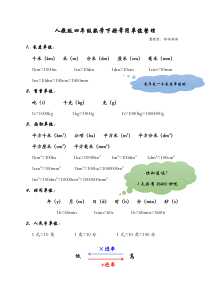 四年级数学下册常用单位整理