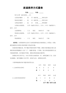 家庭教养方式量表(EMBU)及评分标准