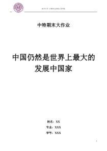 南开大学毛概论文：中国仍然是世界上最大的发展中国家