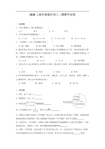 2020黄浦初三数学二模试卷及答案