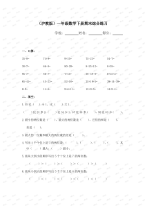 沪教版一年级下册数学期末综合练习