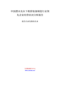 中国潜水及水下救捞装备制造行业领先企业经营状况分析报告