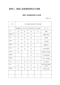 拟投入本标段的劳动力计划表