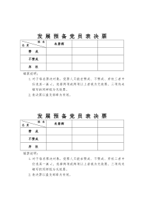 发展预备党员表决票、党支部大会讨论接收预备党员投票情况汇总表