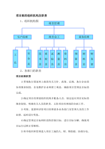 项目部的组织机构及岗位职责