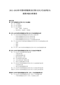 冷阴极荧光灯管(CCFL)行业评估与投资风险分析报告