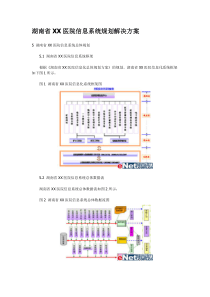 湖南省XX医院信息系统规划解决方案