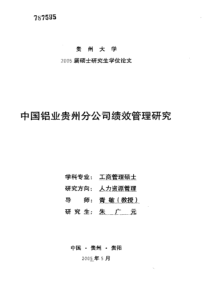 中国铝业贵州分公司绩效管理研究(1)