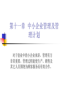 中小企业管理第十一章 中小企业管理及管理计划