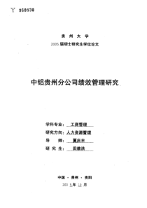 中铝贵州分公司绩效管理研究