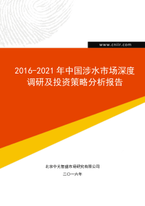 2016-2021年中国涉水市场深度调研及投资策略分析报告(目录)