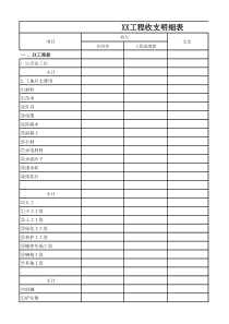 工程收支表模版