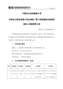 中国电力投资集团公司吉林电力股份有限公司白城电厂第十四批辅机设备