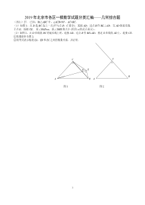 北京市2019年初三数学一模试题分类汇编——几何压轴题