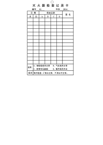 灭火器检查记录卡
