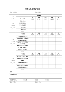 应聘人员面试评分表模板