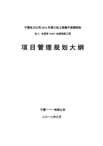 丰登110kV电缆线路工程项目管理规划大纲