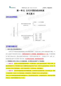 XXXX版历史一轮精品复习学案：第一单元《古代中国的政治制度》单元