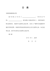 (无犯罪证明)公函