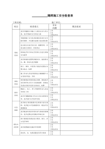 隧洞施工安全检查表