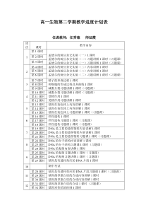 高一生物必修2进度计划表