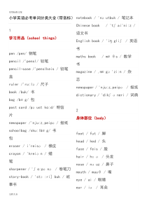 小学英语必考单词分类大全