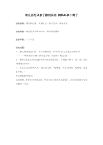 幼儿园托班亲子游戏活动鸭妈妈和小鸭子省示范幼儿园大班游戏教案