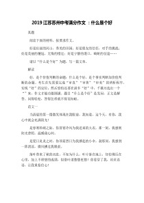 2019江苏苏州中考满分作文-：什么是个好