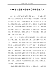 20XX学习全国两会精神心得体会范文1