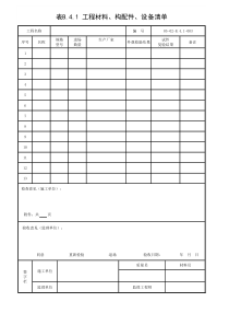 (工程材料、构配件、设备清单)