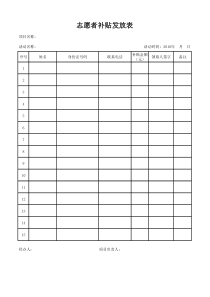 志愿者补贴发放表
