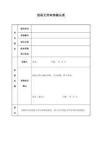 招标文件审核确认表