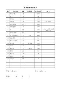 租赁房屋物品清单表