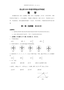 2019四川省乐山市初中学业水平考试数学试题含答案人教版九年级下册精品试题