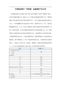 中国建设银行金融理财产品分析