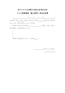 231-关于×××公司职工代表大会审议讨论×××规章制度(重大事项)的会议纪要