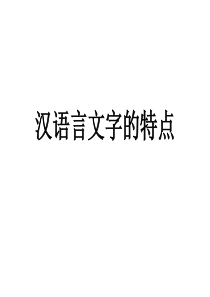 汉语言文字的特点