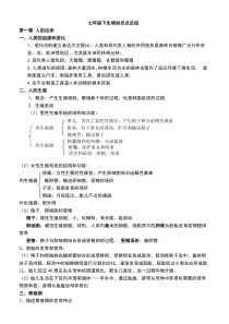 2015人教版七年级下册生物知识点总结