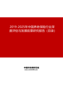 2019-2025年中国养老保险行业深度评估与发展前景研究报告目录