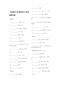 外研版新九年级下册英语单词默写表格模板