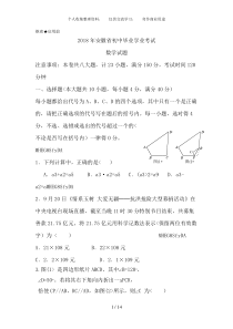 2018年安徽省中考数学试题及答案(Word版)