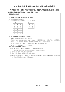 2013桂林电子科技大学硕士研究生入学考试复试试卷数据库系统原理+程序设计基础A卷