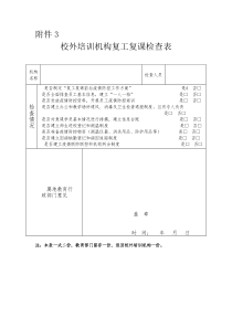 培训机构复工附件3：校外培训机构复工复课检查表