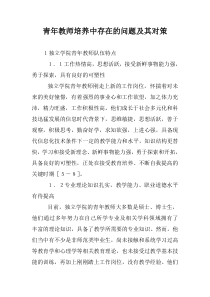 青年教师培养中存在的问题及其对策