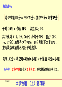 浙江大学大学物理甲I期末复习大纲