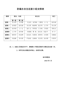 防溺水安全巡查小组安排表