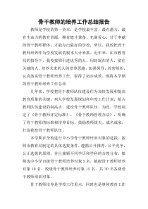 骨干教师的培养工作总结报告